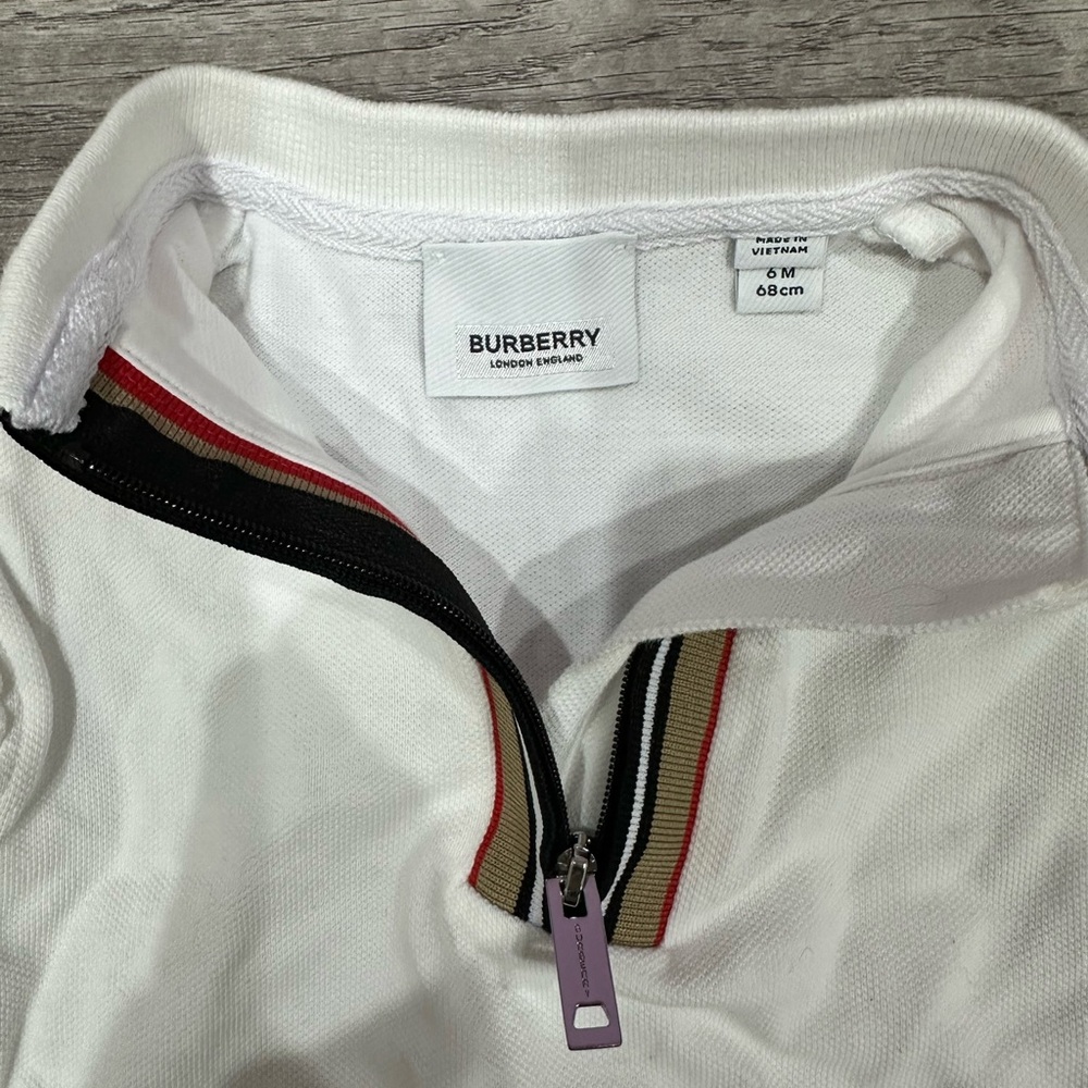 Burberry White Polo Shirt with Red and Black Accents